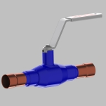 Naval, Kulventil, slätändar, hög spindel, blå, 22mm