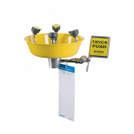 Ögon/ansiktsdusch, väggmodell, gul, syrafast stål/förkrom. mässing, pulverlackad